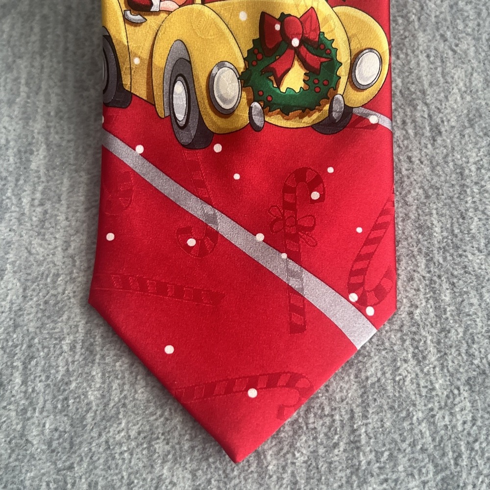 Hallmark Yule Tie Greetings Christmas Santa Mrs Claus Car Peace Silk Men Vintage - Picture 3 of 12